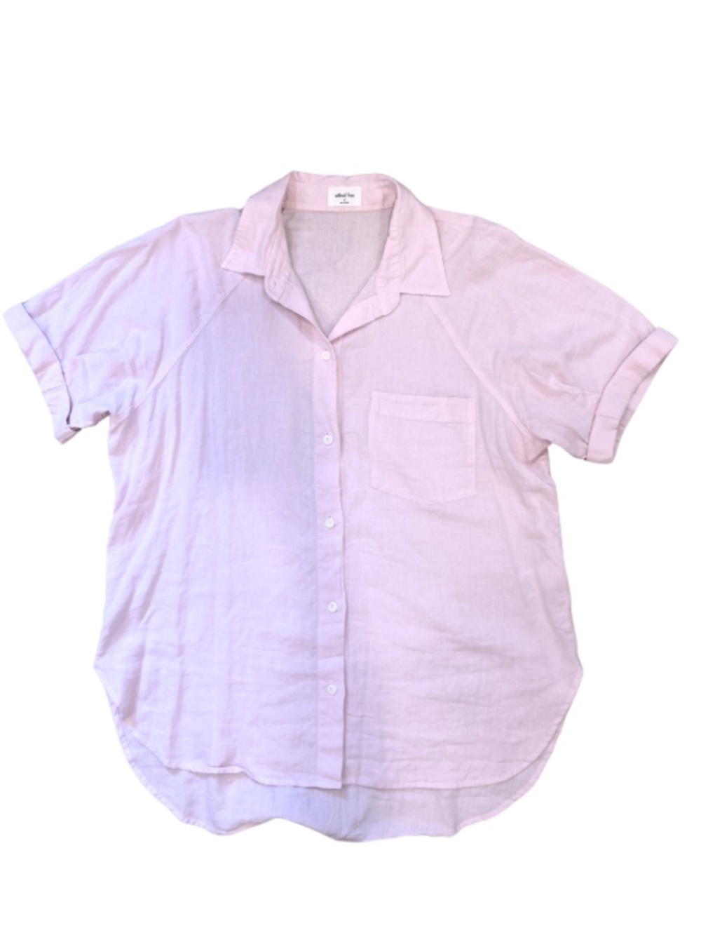ARITZIA Wilfred Free Boyfriend Linen Shortsleeve Shirt Sz S